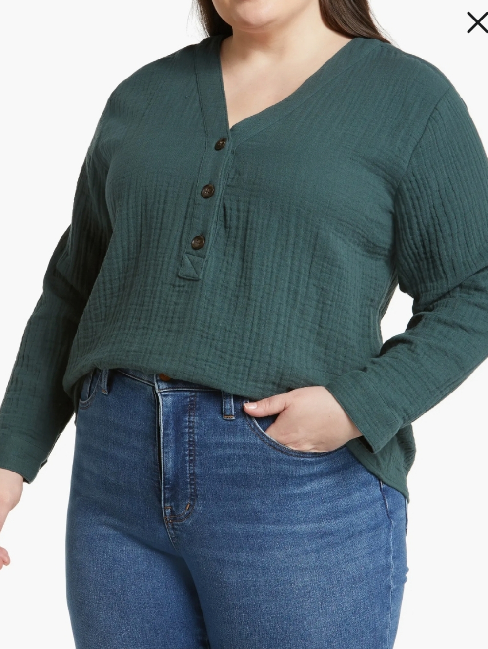 Madewell Womens Slate Green Lightspun Long Sleeve Double Gauze Top Size Large - Picture 3 of 15